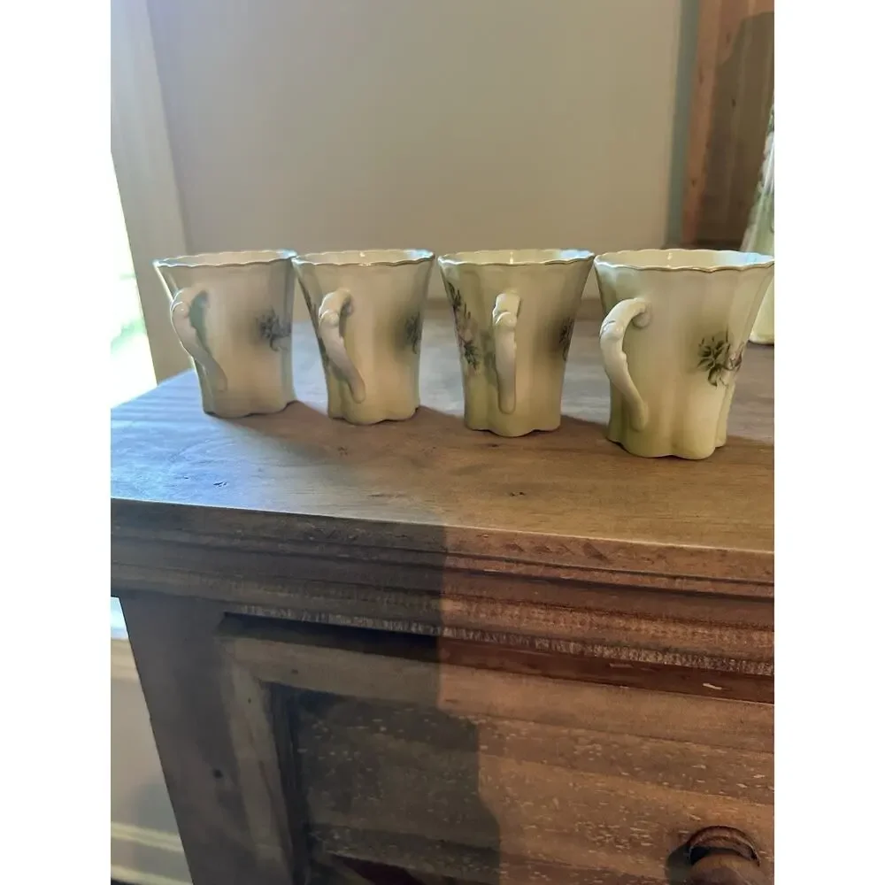 Antique Nippon Hand-Painted Dogwood Chocolate Coffee/Teapot Set with 4 cups